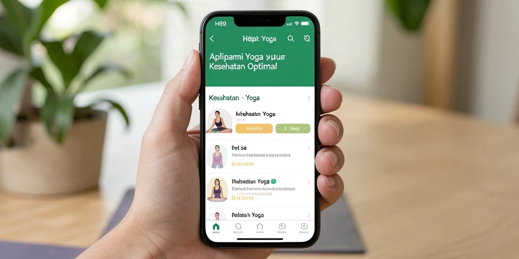 Antarmuka aplikasi H89 yang menampilkan berbagai sesi Yoga.