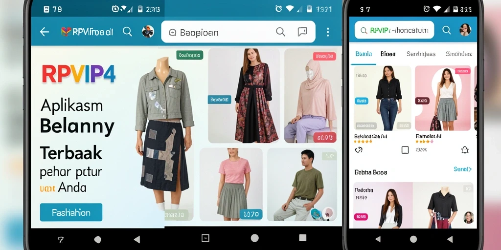 Antarmuka RPVIP4 yang menarik dan informatif untuk belanja fashion.