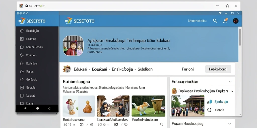 Antarmuka SESETOTO menampilkan berbagai kategori informasi edukatif.