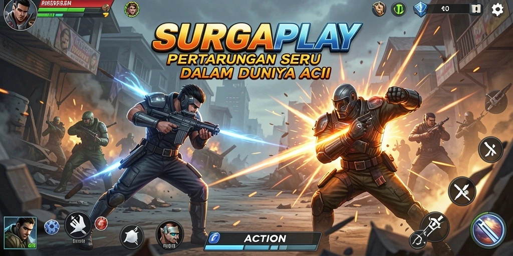 Tampilan antarmuka SURGAPLAY yang penuh aksi dan mendebarkan.