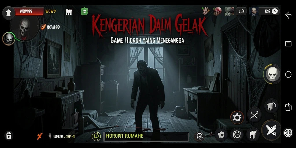 Tampilan antarmuka menegangkan dan atmosferik dari WOW99.